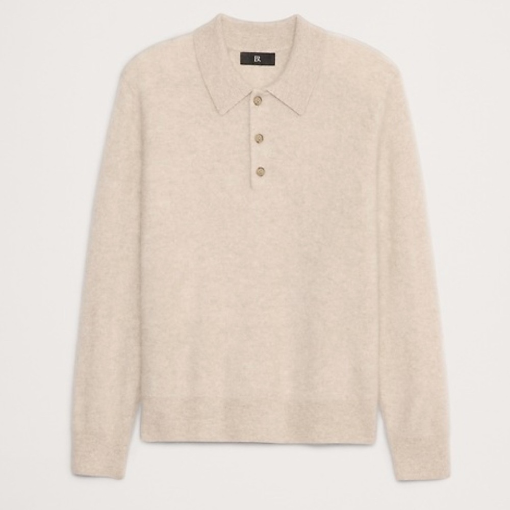 Banana Republic Men's Beige Cashmere Polo Sweater